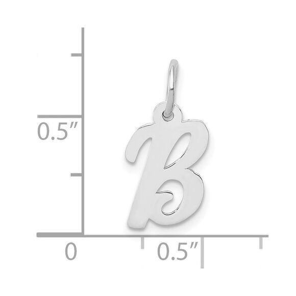 10k White Gold Small Script Initial B Charm - Picture 2 of 2